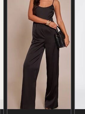 PrettyLittleThing Black Strappy Jumpsuit